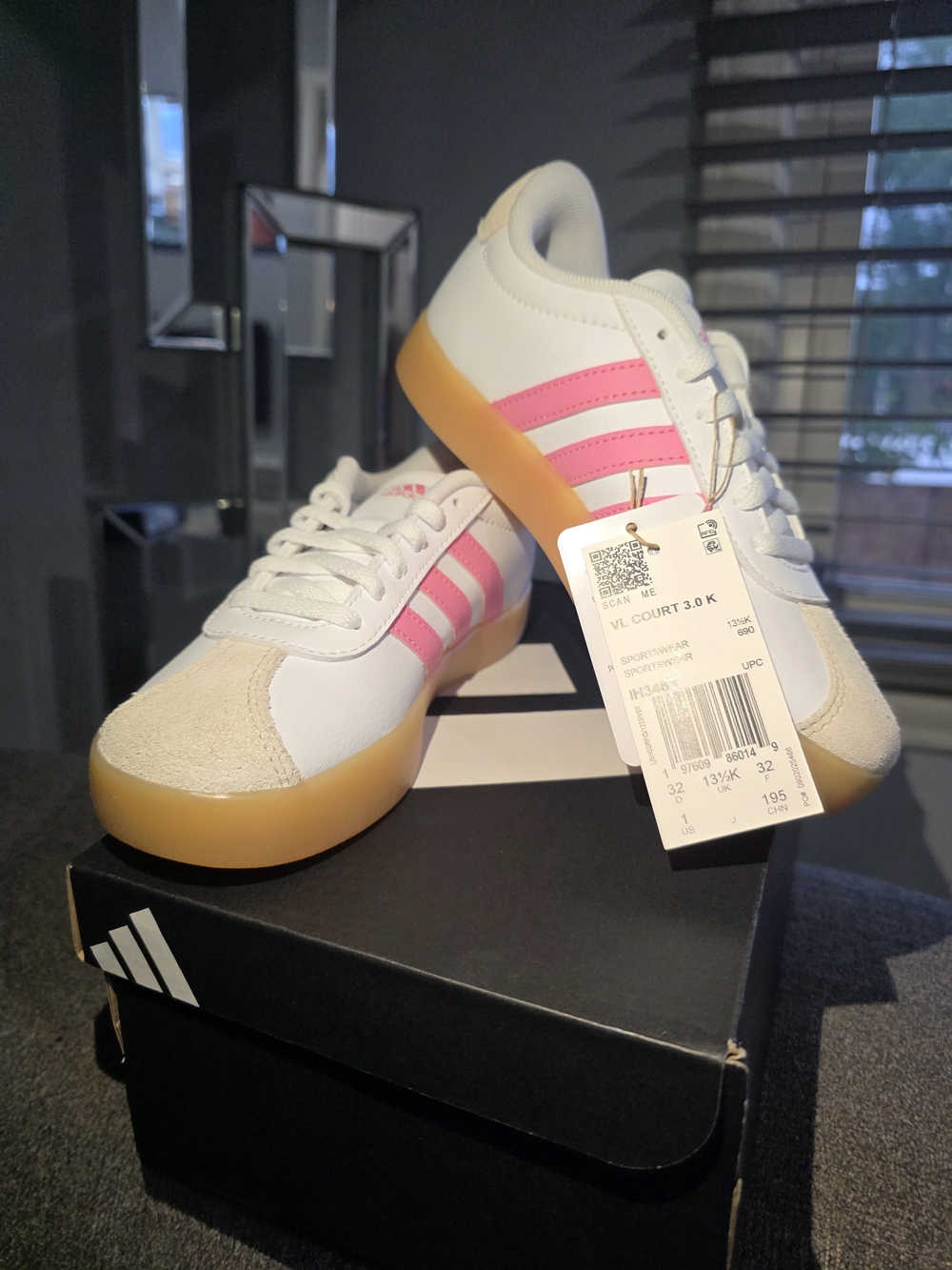 Adidas Originals VL Court 3.0 K Pink White IH3483 Size 1Y NIB
